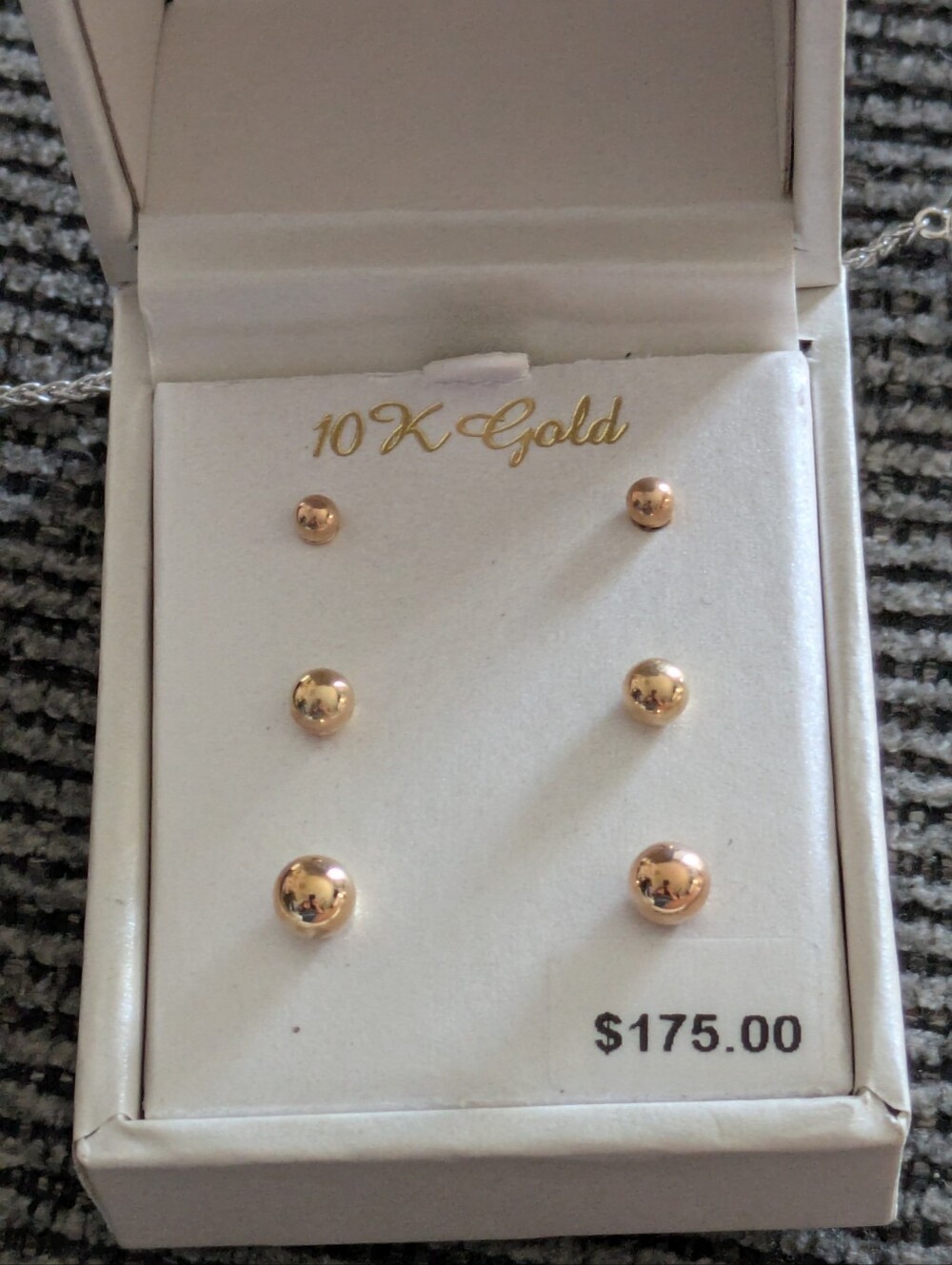 ❤️ BN Kohl's 10K Yellow Gold Round Ball Stud Earrings 3-Pair Set Butterfly Back